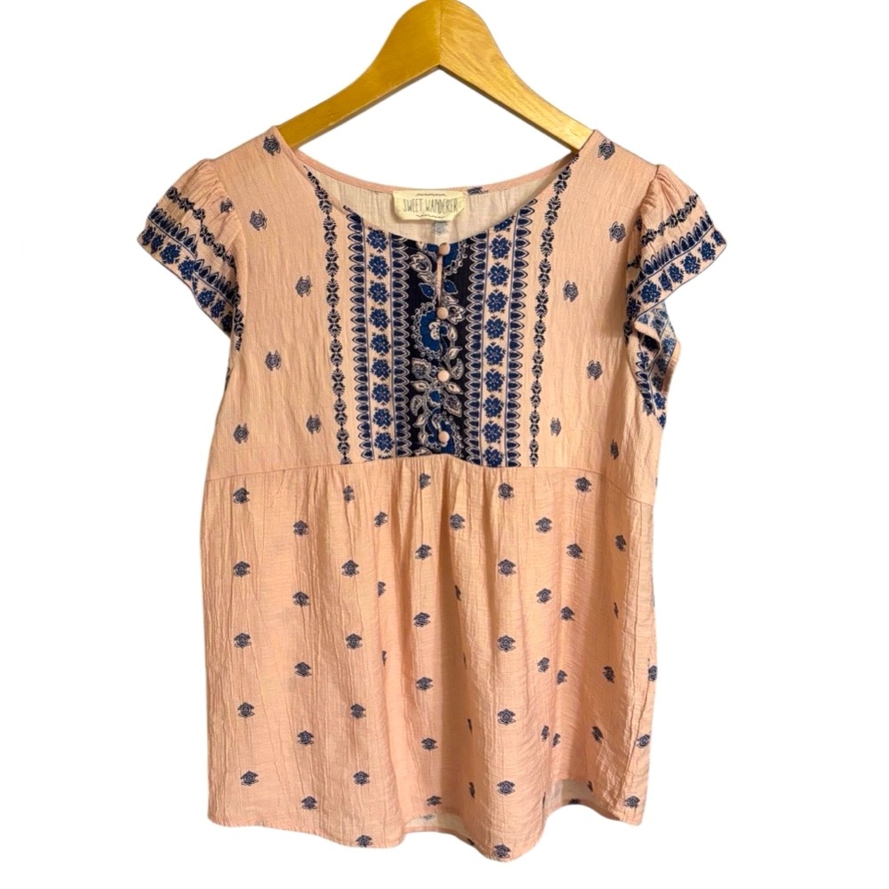 Sage Pink and Blue Women's Top